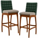 Ver imagem 1 de Kit 02 Banquetas Altas Cozinha Sala Jantar Fixa Mila B04 Facto Verde Musgo Linho Bege - Lyam Decor