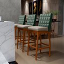 Ver imagem 2 de Kit 02 Banquetas Altas Cozinha Sala Jantar Fixa Mila B04 Facto Verde Musgo Linho Bege - Lyam Decor