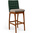 Ver imagem 3 de Kit 02 Banquetas Altas Cozinha Sala Jantar Fixa Mila B04 Facto Verde Musgo Linho Bege - Lyam Decor