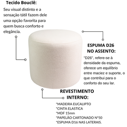 Kit 02 Puffs Decorativos Redondos Bouclé Perse - 5