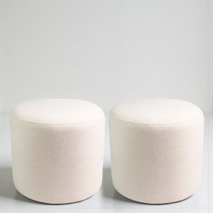 Kit 02 Puff Perse Decorativo Tecido Boucle Banqueta Puffe Redondo