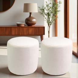 Kit 02 Puff Perse Decorativo Tecido Boucle Banqueta Puffe Redondo - 1