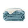 Cobertor Coberta Fênix Queen Sherpa Pele de Carneiro Mantinha Flannel Azul Quartzo - 100% Poliéster - 1