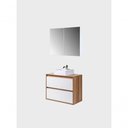 Ver imagem 2 de Gabinete para Banheiro com Cuba e Armario 80cm Mdf Freijo com Branco Dubai - On Móveis