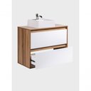 Ver imagem 4 de Gabinete para Banheiro com Cuba e Armario 80cm Mdf Freijo com Branco Dubai - On Móveis