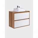 Ver imagem 3 de Gabinete para Banheiro com Cuba e Armario 80cm Mdf Freijo com Branco Dubai - On Móveis