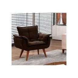 Poltrona Decorativa Sala Recepção Escritório Opala Marrom - 2
