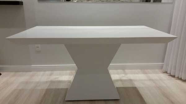 Mesa jantar em resina branca Alba, mesa de resina