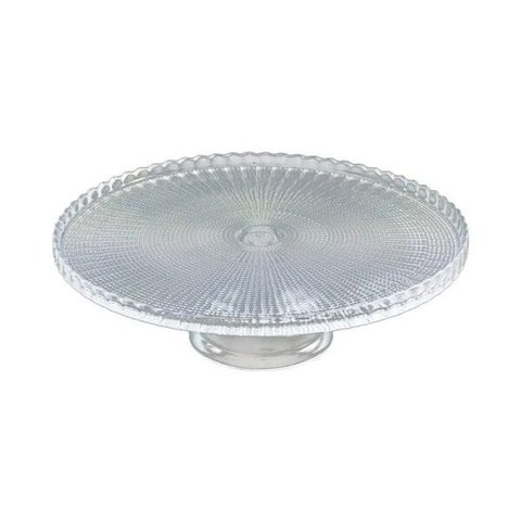 Prato para Bolo com Pé  Eternity Transparente  com Borda32 cm