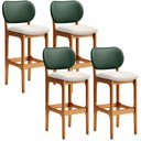 Ver imagem 1 de Kit 4 Banquetas Alta Bar Cozinha Sala Jantar Betta L02 Imbuia Facto Verde Linho Cru - Lyam Decor