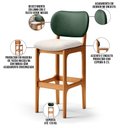 Ver imagem 4 de Kit 4 Banquetas Alta Bar Cozinha Sala Jantar Betta L02 Imbuia Facto Verde Linho Cru - Lyam Decor
