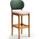 Ver imagem 3 de Kit 4 Banquetas Alta Bar Cozinha Sala Jantar Betta L02 Imbuia Facto Verde Linho Cru - Lyam Decor