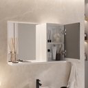 Ver imagem 4 de Conjunto Gabinete Banheiro Completo Prisma 60cm - Branco / Cinza com Tampo Vidro