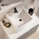 Ver imagem 2 de Conjunto Gabinete Banheiro Completo Prisma 60cm - Branco / Cinza com Tampo Vidro