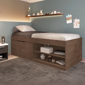 Cama Solteiro com Sapateira 2 Prateleira Reforçada Vanessa:chocolate