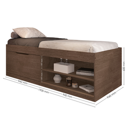 Cama Solteiro com Sapateira 2 Prateleira Reforçada Vanessa:chocolate - 7