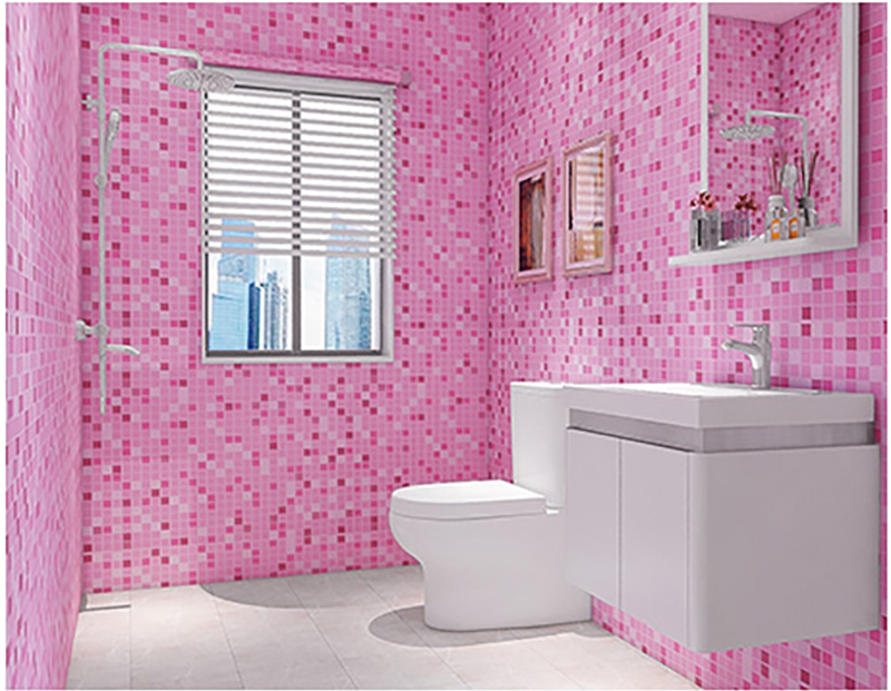 Papel de Parede Adesivo Pastilha Rosa Texturizado P/ Cozinha Banheiro 2mx61cm Lavável Quarto Sala Al - 2