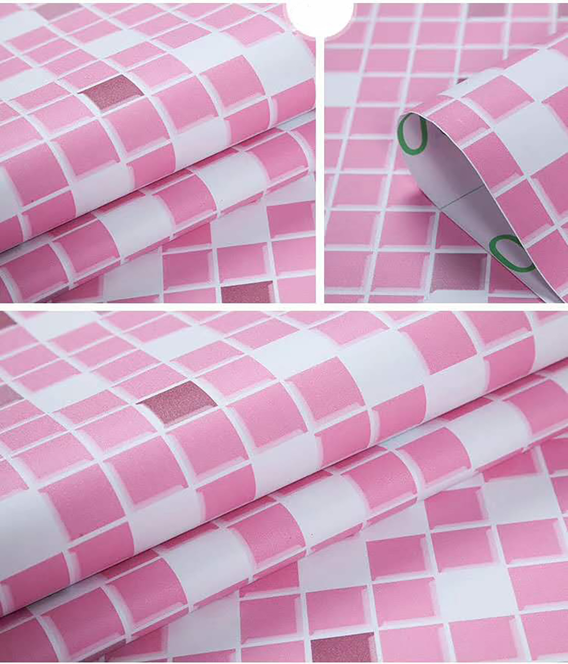 Papel de Parede Adesivo Pastilha Rosa Texturizado P/ Cozinha Banheiro 2mx61cm Lavável Quarto Sala Al - 3