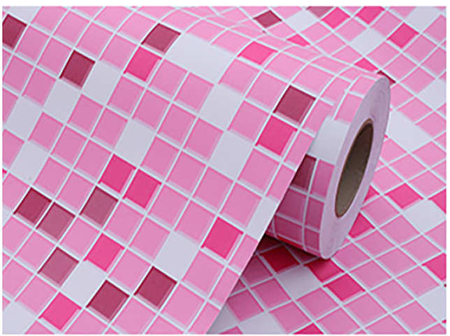 Papel de Parede Adesivo Pastilha Rosa Texturizado P/ Cozinha Banheiro 2mx61cm Lavável Quarto Sala Al - 1