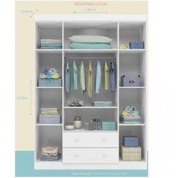 Guarda-Roupa Infantil 4 Portas 2 Gavetas Lívia Phoenix Baby - 4
