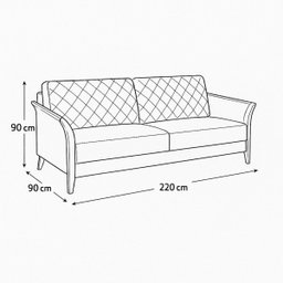 Sofá 3 Lugares 220cm com Pés em Madeira Linha Premium Ecosto em Metalassê - 6