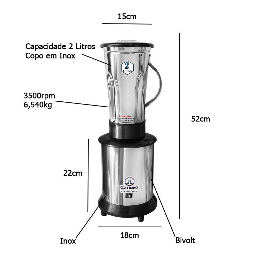 Liquidificador Baixa Rotação 2 Litros Inox Industrial Bivolt - 4