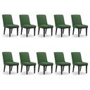 Ver imagem 1 de Cadeira Sala de Jantar Base Madeira Preto Kit 10 Sofia Suede Verde D03 - D'Rossi