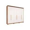 Ver imagem 1 de Guarda Roupa Casal 6 Portas e 5 Gavetas C/ 1 Espelho Interno Aurora Cinamomo/grafiato - Panan