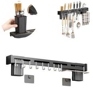 Suporte Inox Organizador para Utensílios de Cozinha 8 Ganchos