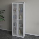 Ver imagem 1 de Armário para Escritório 2 Portas 4 Prateleiras com Vidro Me4189 Branco - Tecno Mobili