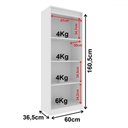 Ver imagem 4 de Armário para Escritório 2 Portas 4 Prateleiras com Vidro Me4189 Branco - Tecno Mobili