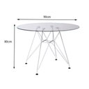 Ver imagem 2 de Mesa Jantar De Vidro Redonda 90Cm Com Ferro Branco Cor: Branco
