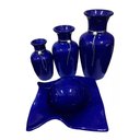 Ver imagem 1 de Jogo de Vasos Trio Jad e Centro de Mesa em Cerâmica Decor - Azul Royal