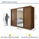 Ver imagem 4 de Guarda Roupa Casal com Espelho Premium Liv 3 Portas de Correr e 6 Gavetas 242cm Yescasa Marrom/Carvalho