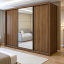 Ver imagem 1 de Guarda Roupa Casal com Espelho Premium Liv 3 Portas de Correr e 6 Gavetas 242cm Yescasa Marrom/Carvalho