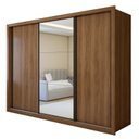 Ver imagem 3 de Guarda Roupa Casal com Espelho Premium Liv 3 Portas de Correr e 6 Gavetas 242cm Yescasa Marrom/Carvalho