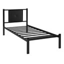 Ver imagem 1 de Cama Solteiro Infantil Juvenil Aurora de Ferro Reforçada com Painel Estofado Corino:preto