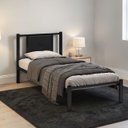 Ver imagem 3 de Cama Solteiro Infantil Juvenil Aurora de Ferro Reforçada com Painel Estofado Corino:preto