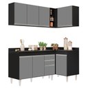 Ver imagem 1 de Armário de Cozinha Modulado de Canto Esquerdo 4 Peças Cp47 Balcão com Tampo Preto/cinza - Lumil Lumi