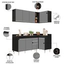 Ver imagem 3 de Armário de Cozinha Modulado de Canto Esquerdo 4 Peças Cp47 Balcão com Tampo Preto/cinza - Lumil Lumi