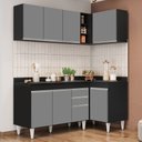 Ver imagem 2 de Armário de Cozinha Modulado de Canto Esquerdo 4 Peças Cp47 Balcão com Tampo Preto/cinza - Lumil Lumi