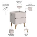 Ver imagem 5 de Mesa Cabeceira Quarto 47cm 2 Gavetas Nuvia Bege C06 - Mpozenato