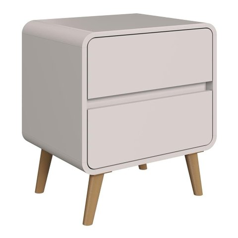 Mesa Cabeceira Quarto 47cm 2 Gavetas Nuvia Bege C06 - Mpozenato