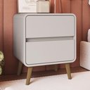 Ver imagem 3 de Mesa Cabeceira Quarto 47cm 2 Gavetas Nuvia Bege C06 - Mpozenato