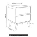 Ver imagem 2 de Mesa Cabeceira Quarto 47cm 2 Gavetas Nuvia Bege C06 - Mpozenato