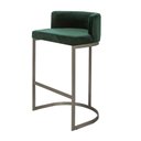 Ver imagem 2 de Banqueta Alta Estofada Estrutura Aço Carbono Belly Ii Base Champagne 75cm Suede Verde