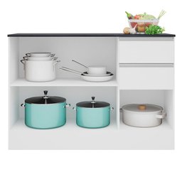 Balcão de Cozinha para Pia Paris 3 Portas 2 Gavetas Poliman Móveis - 3