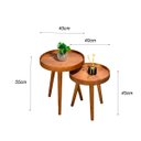 Ver imagem 3 de Jogo Mesa Apoio Lateral Canto Sofá Sala Estar Casa Redonda Ambiente Pequena:tampos Madeirado e Pés M