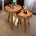 Ver imagem 2 de Jogo Mesa Apoio Lateral Canto Sofá Sala Estar Casa Redonda Ambiente Pequena:tampos Madeirado e Pés M