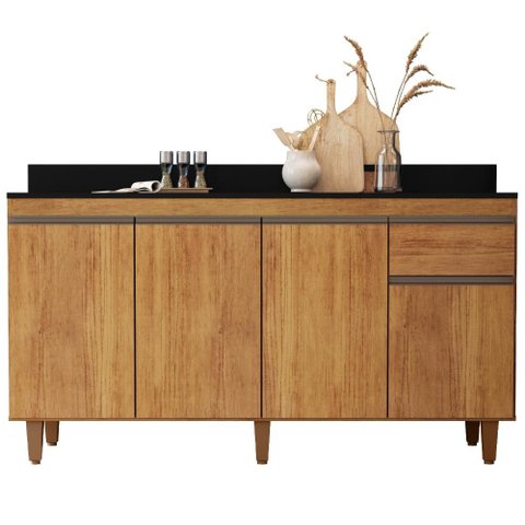 Balcao com Tampo 4 Portas 1 Gaveta 160 cm Grecia Cedro Rudk